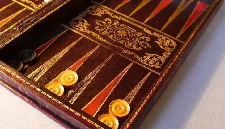 A vintage backgammon board.