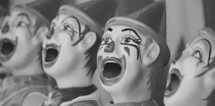 Black and white porcelain clowns