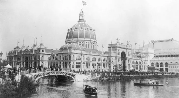 A black and white photo of the World's Columbian Exposition