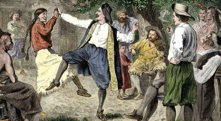 A painting of Étienne Brûlé dancing
