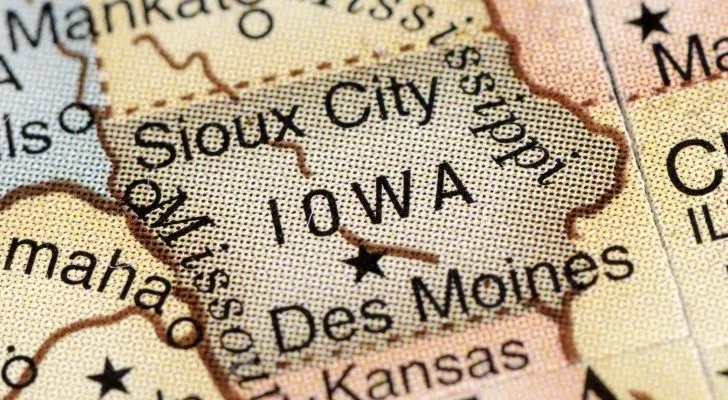 Iowa on a map