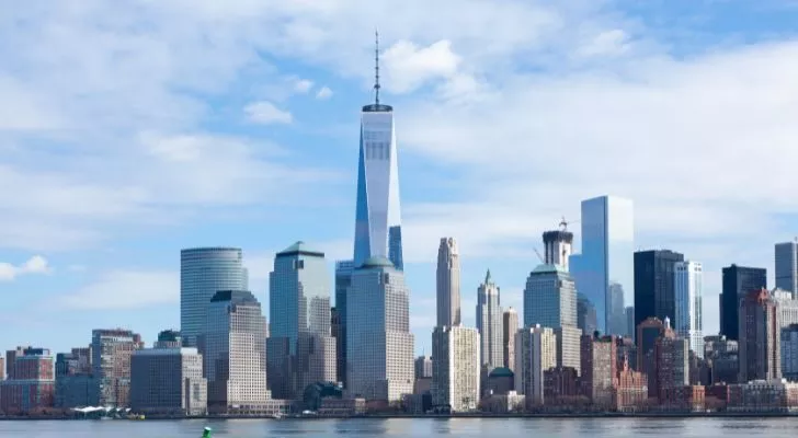 The One World Trade Center towering over other buildings.