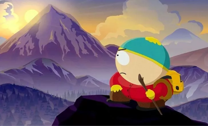 Eric Cartman on an epic journey in the mountains